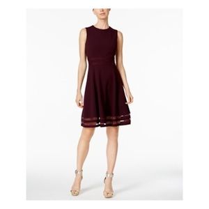Petite Women’s Calvin Klein Fit and Flare Dress - Dark Purple